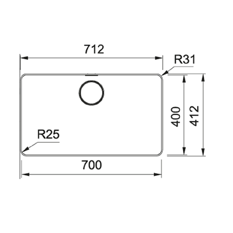 Franke Mythos Single Bowl 700mm Top/ Flush Mount Stainless Steel MYX210-70B