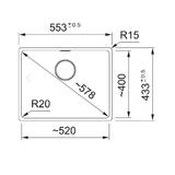 Franke Sink Maris Single Bowl 520mm Flushmount Inc.DT651 Stone Grey MRG210-52FPC - SG
