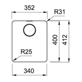 Franke Mythos Single Bowl 340mm Top/ Flush Mount Stainless Steel MYX210-34B