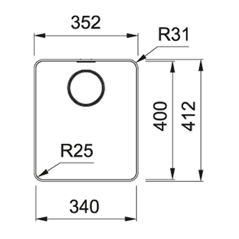 Franke Mythos Single Bowl 340mm Top/ Flush Mount Stainless Steel MYX210-34B