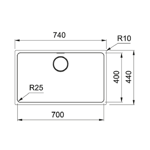Franke Mythos Single Bowl 700mm Undermount Stainless Steel MYX110-70B