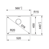 Franke Sink Maris Single Bowl 520mm Topmount TM Onyx MRG610-52B - ON