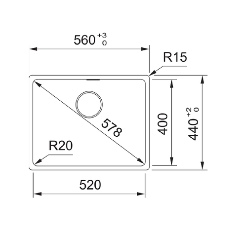 Franke Sink Maris Single Bowl 520mm Topmount TM Onyx MRG610-52B - ON
