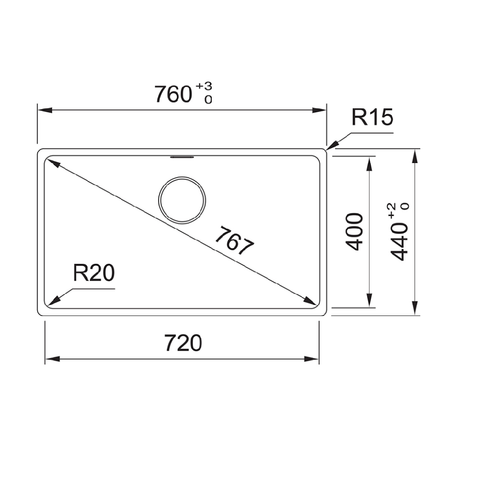 Franke Sink Maris Single Bowl 720mm Topmount TM Stone Grey MRG610-72B - SG