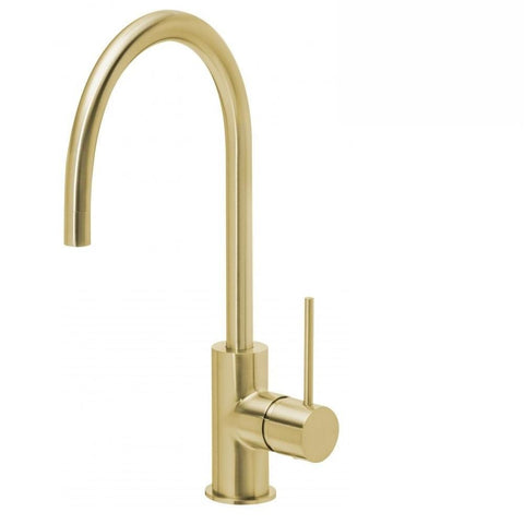 Phoenix Vivid Slimline Sink Mixer 220mm Gooseneck Brushed Gold (4129906786364)