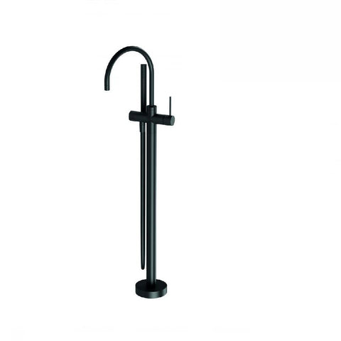 Phoenix Vivid Slimline Floor Mounted Bath Mixer with Hand Shower Matte Black (4129907114044)