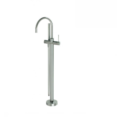 Phoenix Vivid Slimline Floor Mounted Bath Mixer with Hand Shower Brushed Nickel (4129907343420)