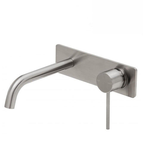 Phoenix Vivid Slimline Wall Bath Mixer Set 180mm Curved Brushed Nickel (4129908326460)